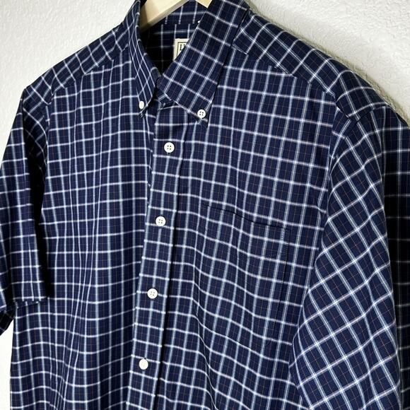 LL Bean Men’s Short Sleeve Cotton Plaid Shirt Large Tall EUC - Picture 4 of 11